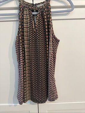Daniel Rainn Olive and Blush Patterned Halter Blouse